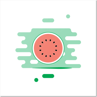 Watermelon in a splash of juice Posters and Art